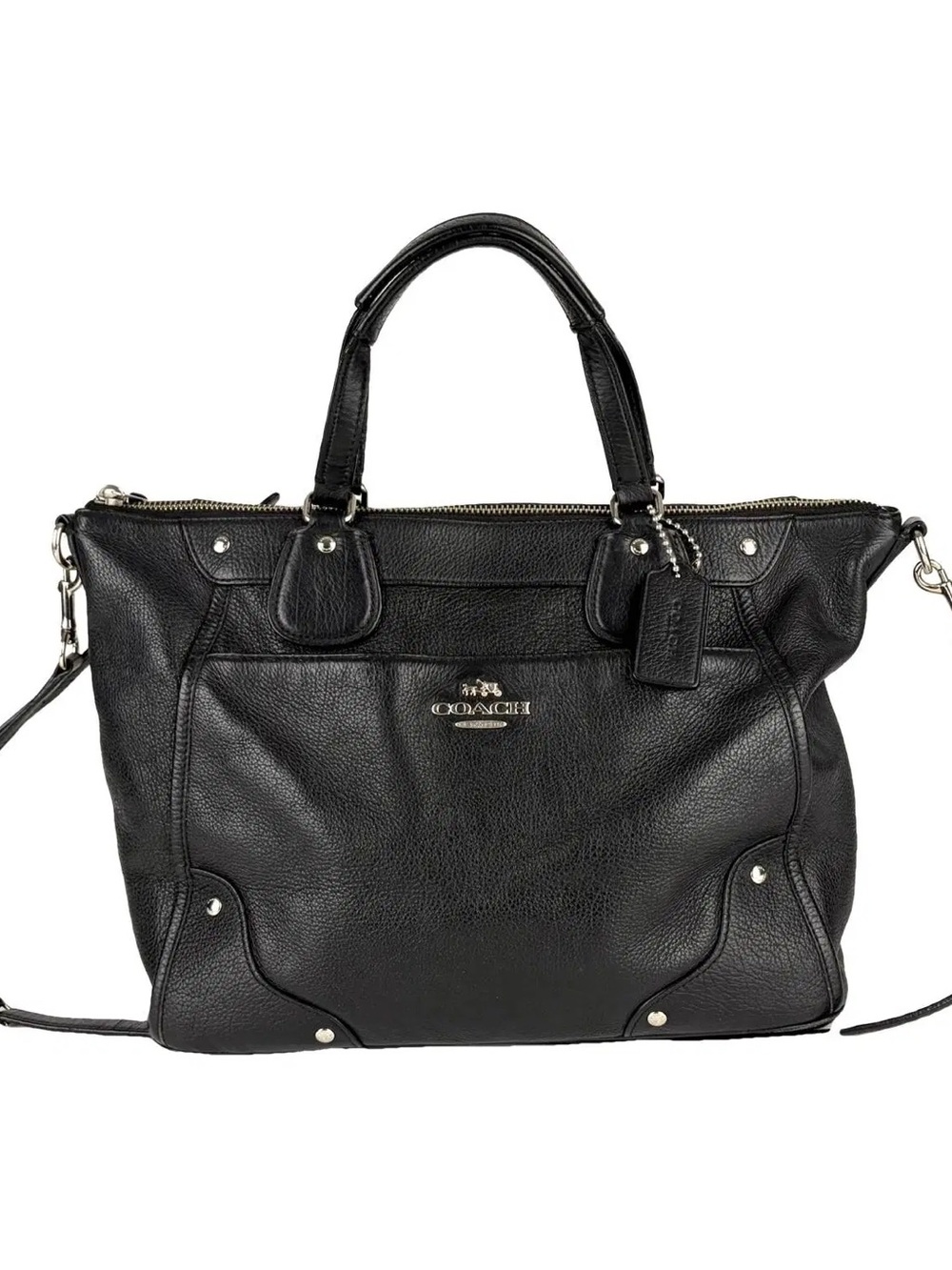 Coach Black Leather Mickie Two Way Satchel Bag F34040
